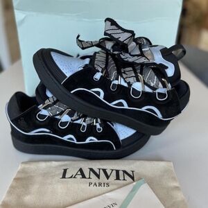 Lanvin Black and White Sneakers with Unique Lacing